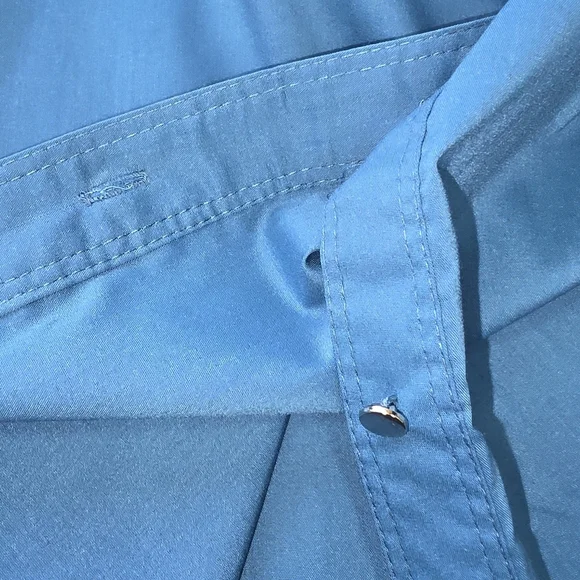 Lifestyle Attitude Blue Button Up Shirt 2X NWT Stretched Utility Top Roll Tab - Picture 4 of 9